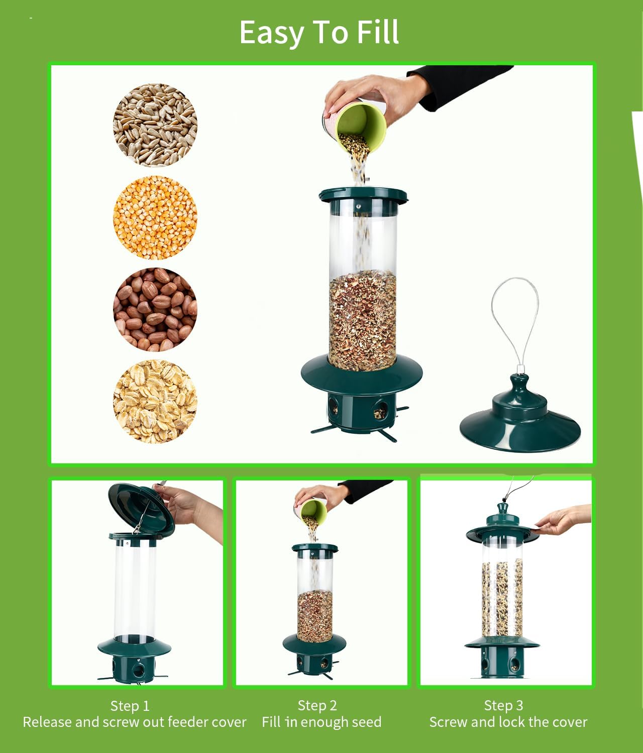 Bird Feeder for Outdoors: Squirrel Proof Bird Feeders, Gravity Sense Squirrel Proof Wild Bird Feeders for Finch Cardinal Chickadee, 4.8LB Large Capacity Hanging Birdfeeder