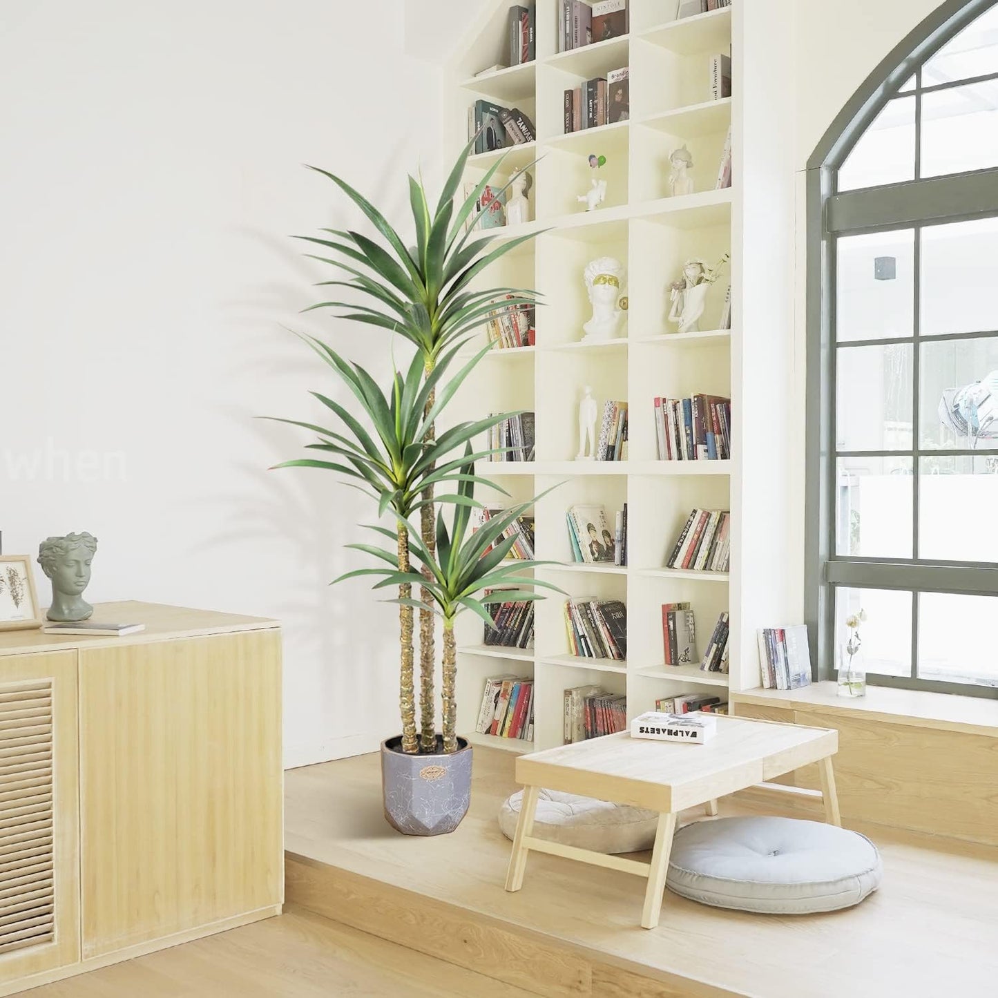 Artificial Tree 5.3Ft Faux Agave Plant with 3 Heads in Plastic Pot Fake Tree for Home Decor Indoor or Outdoor Office Decoration Housewarming Gift