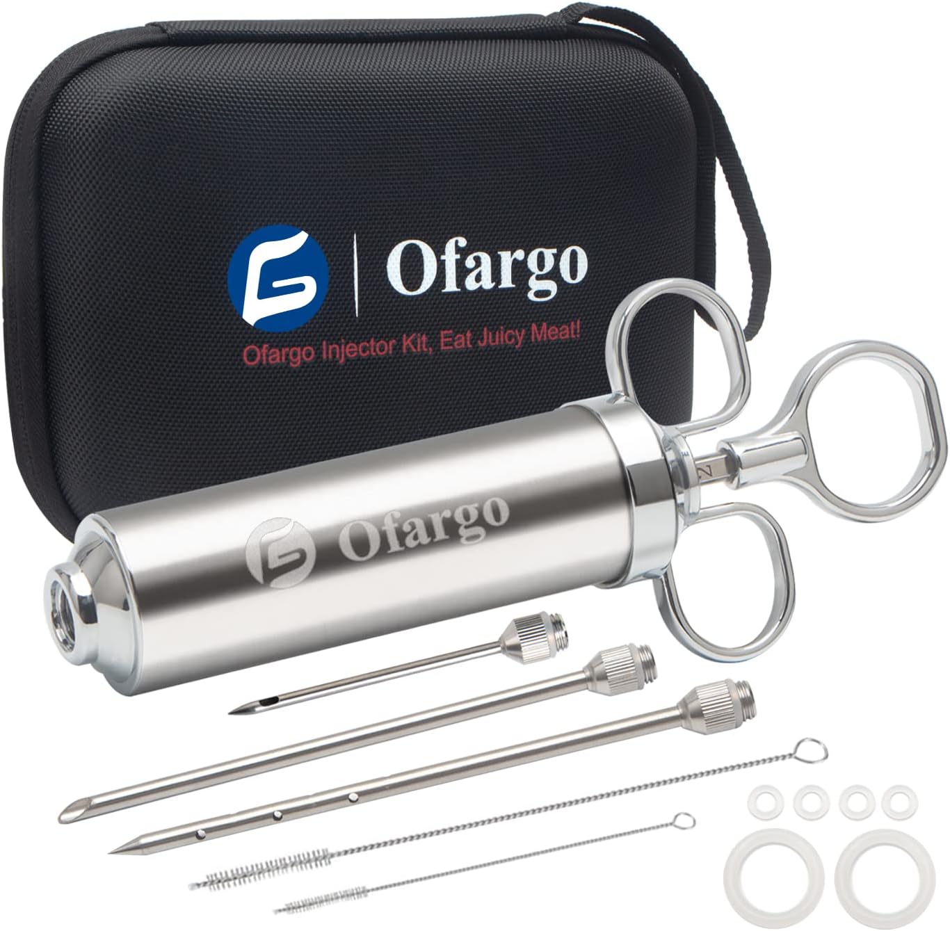 Meat Injector, Meat Injectors for Smoking with 3 Marinade Injector Needles; Injector Marinades for Meats, Turkey, Brisket; 2-oz