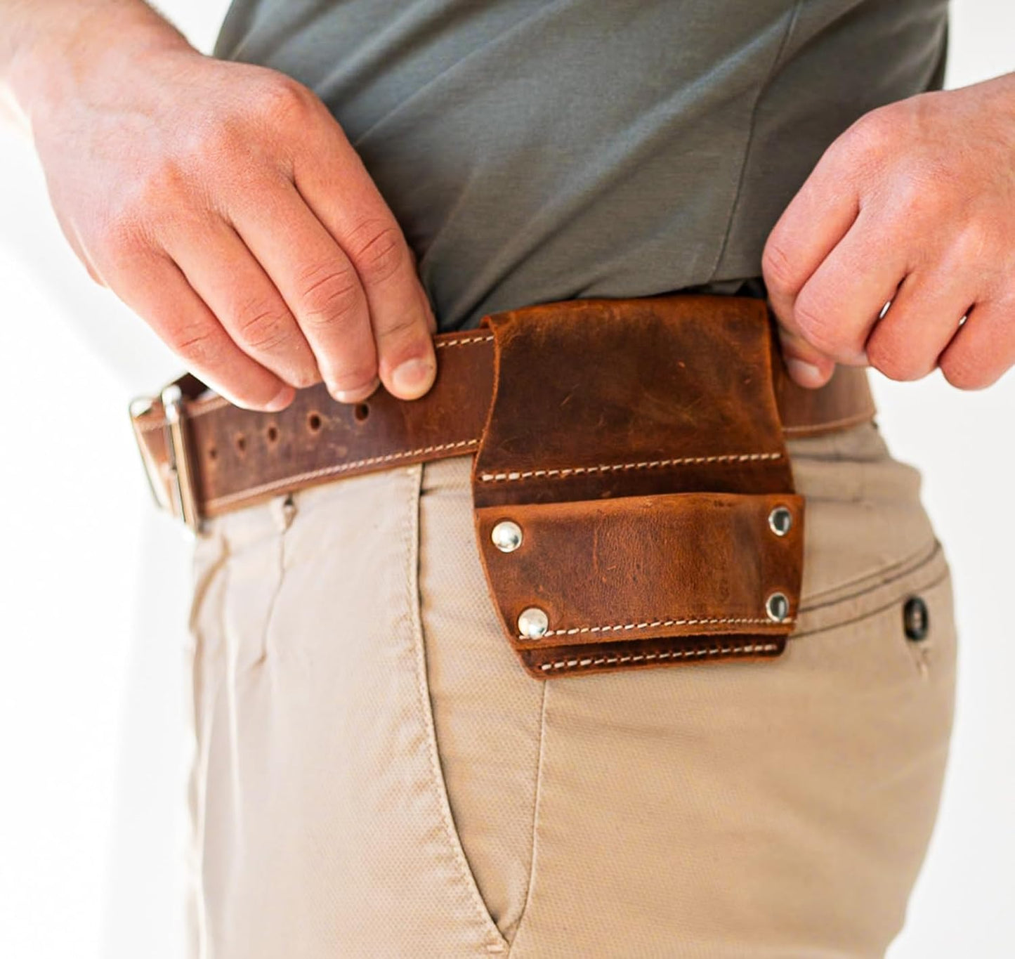 Garden Florist Tool Belt for Men | Leather Tool Belt for Women | Handmade Belt for Gardener, Electrician, and Carpenter | Leather Florist Belt (Brown CrazyHorse) (Brown with engraving, one size)