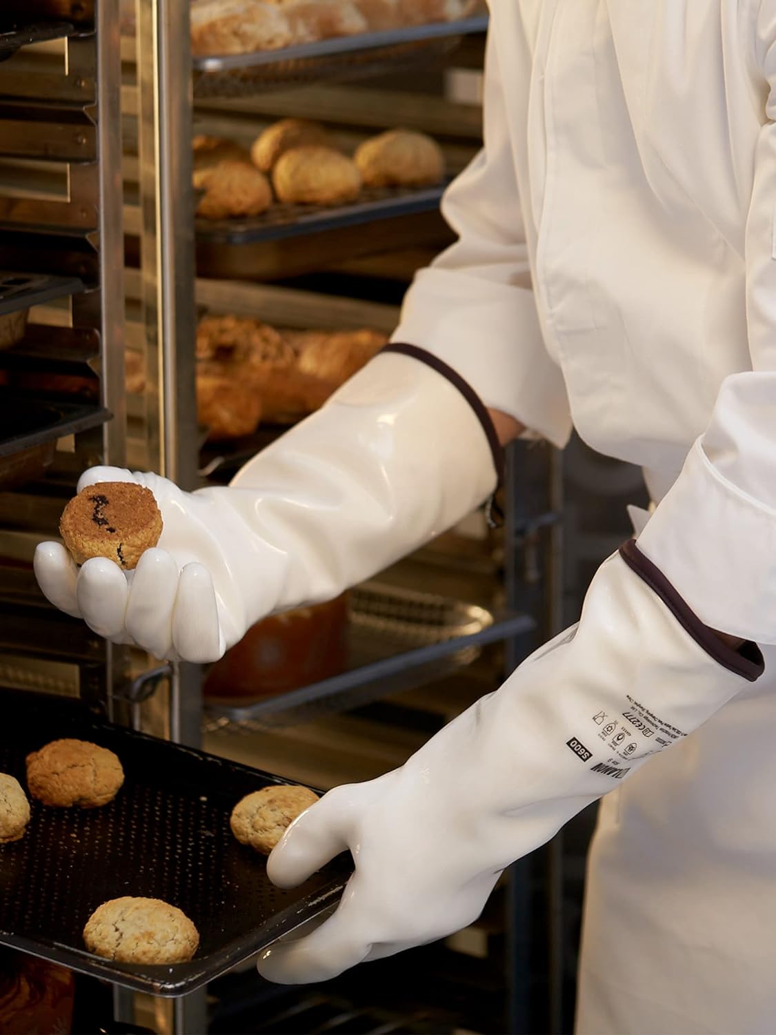 LANON 15" Liquid Silicone Heat Resistant Oven Gloves, Food Grade, CoralAir Liner, Waterproof, Extra Long, Large