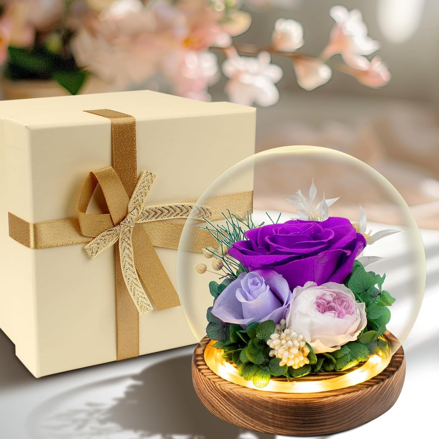 Flowers, Roses Gift – Fresh & Preserved Roses That Last Forever – Delivery to Show Love – Ideal Birthday Gift for Women, Unique for Mother’s Day & Christmas – Long-Lasting Forever Flowers