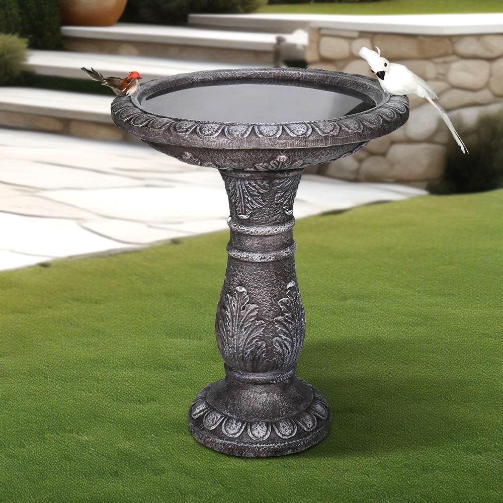 Concrete Bird Bath for Outdoors - 24.4" H * 20" Φ Bird Bath for Outside, Classical Birdbath Patio Decor