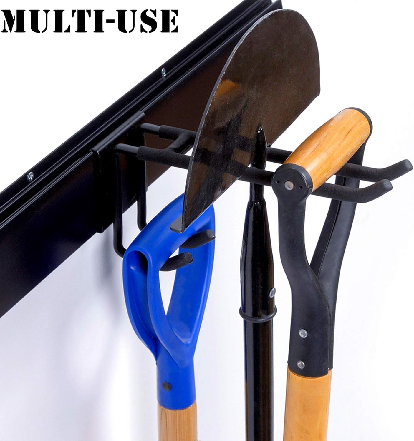 WALMANN Wall Mount Tool Organizer, Mop and Broom Holder, Garage Storage Rack, Heavy Duty Garden Tool Storage Organization System, Holds Up to 300lbs