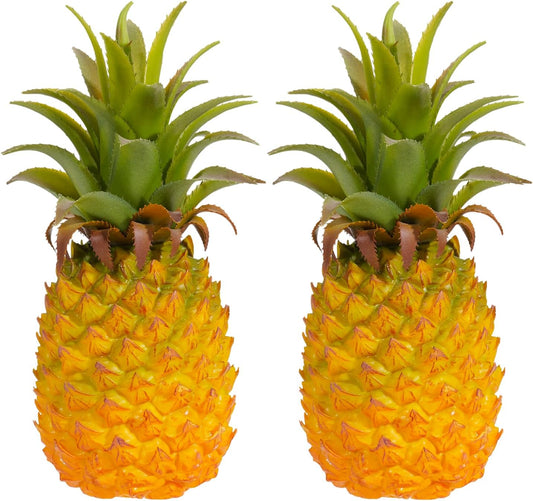 QIRMIZI 2 Pack Artificial Pineapple -Simulated Fruit Decoration, Lifelike Fake Fruit Model, Perfect for Home Decor, Kitchen, Party & Photography Prop – Realistic & Eco-Friendly,Yellow Meduim