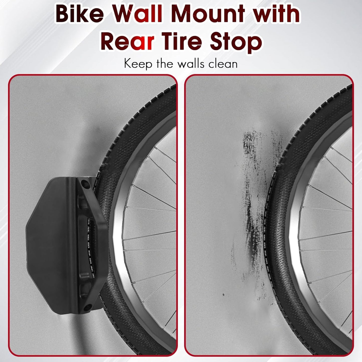 Bike Wall Mount Rack - Heavy-Duty Foldable Vertical Bicycle Storage with Hooks, Space Saving Wall-Mounted Organizer for Mountain/Road/Kids Bikes - Anti-Scratch & Tool-Free Install, Holds 70lbs