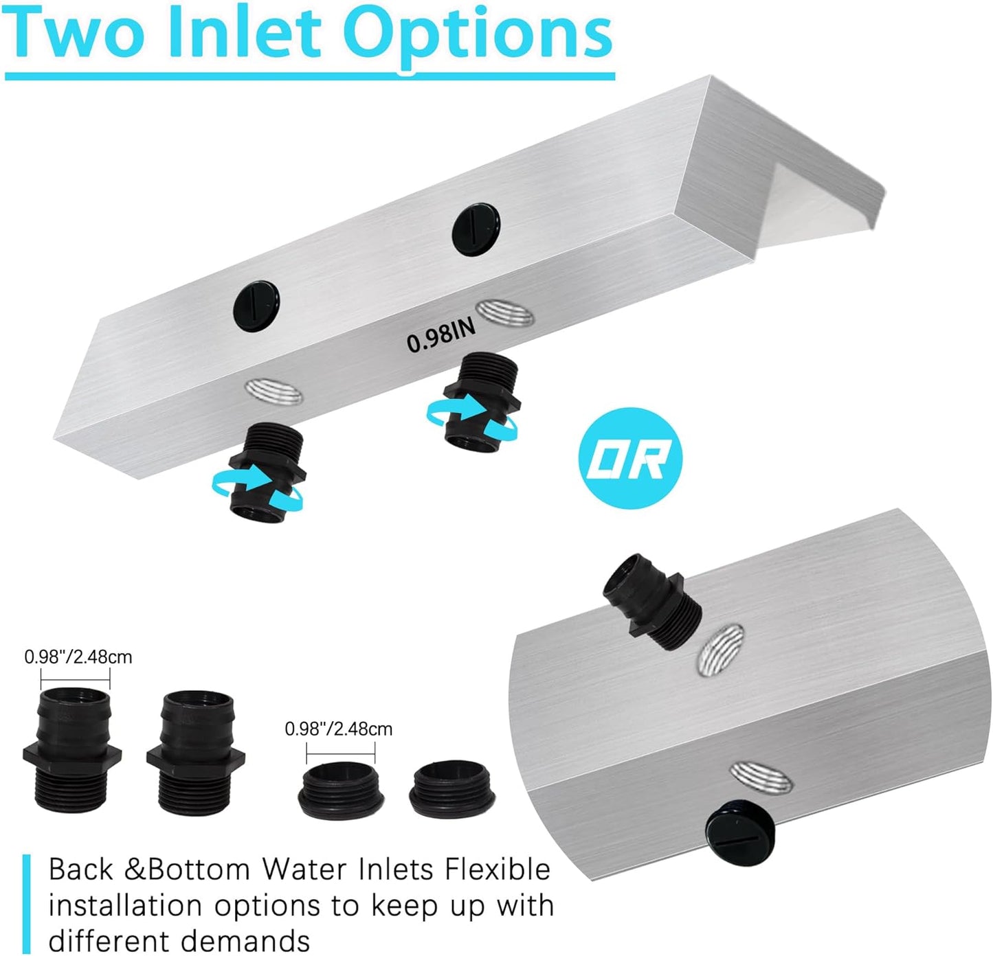 Waterfall Spillway Fountain 304 Stainless Steel Water Pool Fountain with Wider Water Flow Platform,Pool Waterfall for Outdoor Garden and Patio Decorations(35.5 Inch)
