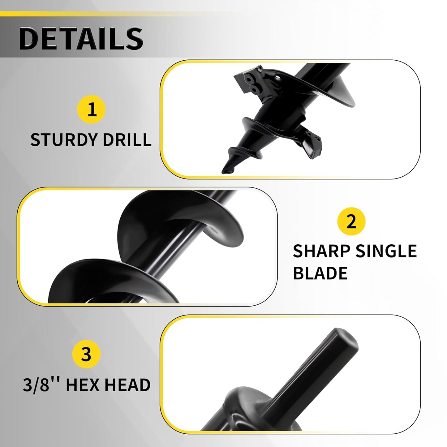 Auger Drill Bit for Planting - 3" x 36" Plant Auger for Cordless Drill - Bulb Planter Tool for Bulbs Planting&Holes Digging - 3/8" Hex Drive Drill