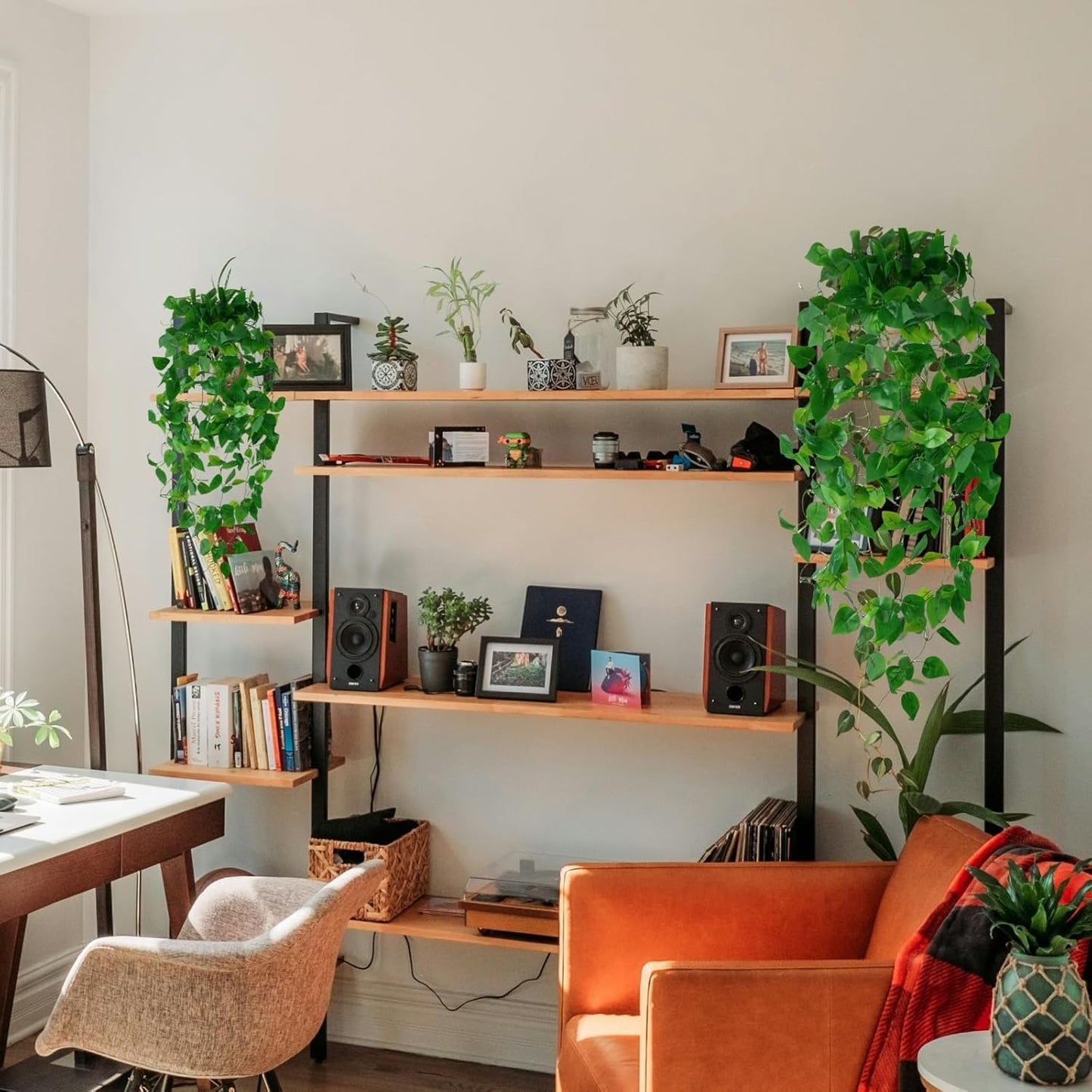 Fake Hanging Plants Vines(8pcs) for Room Decor, Artificial Ivy Greenery Garlands for Home Bedroom Living Aesthetic Kitchen Office Wall Patio Bookshelf,Indoor,Outdoor Farmhouse Decorations(No Basket)