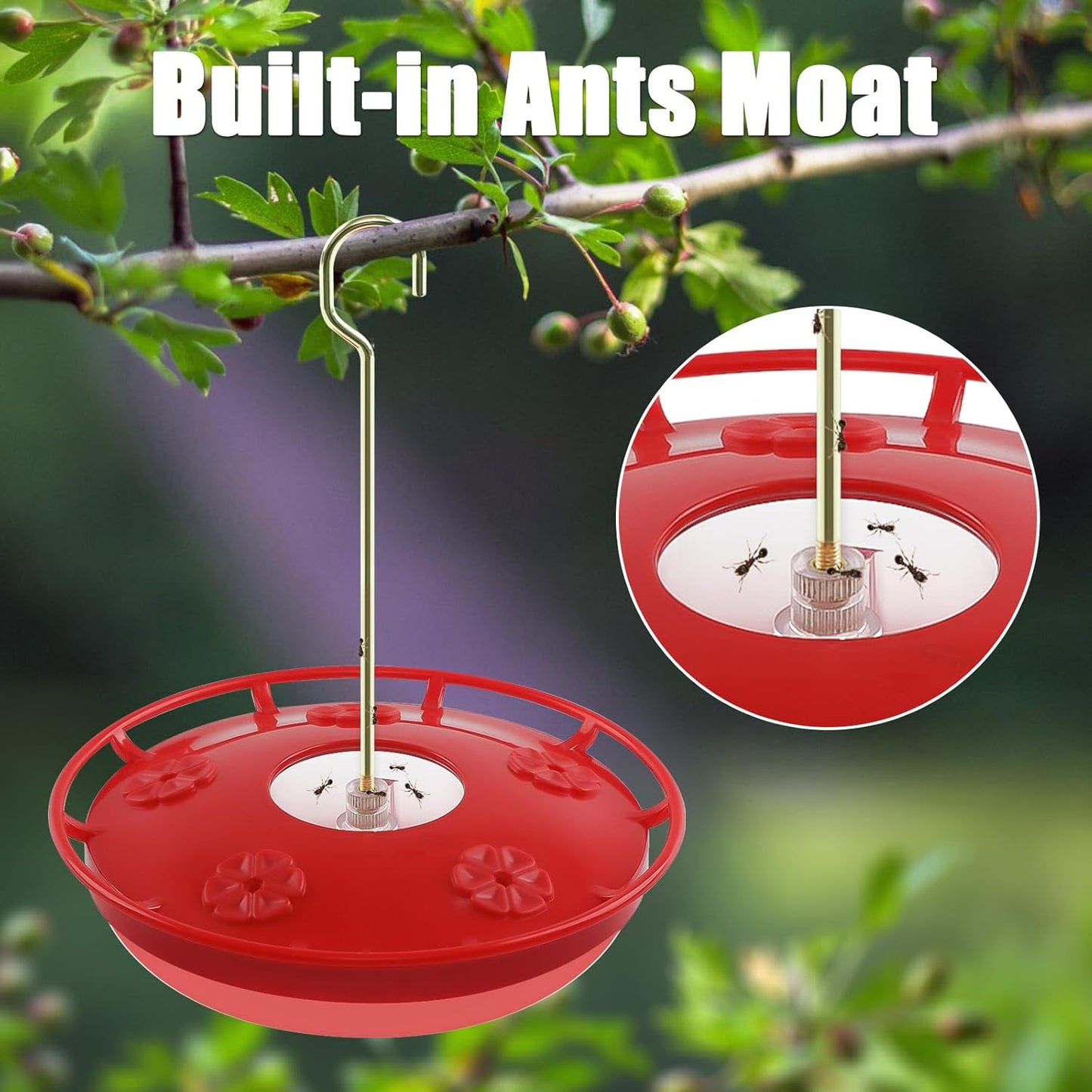 FEED GARDEN 16 OZ Hummingbird Feeders for Outdoor 5 Feeder Ports Ant Bee Proof Leak-Proof Cleaning Brushes Nectar Easy Clean Fill Bird Feeder 1 Pack