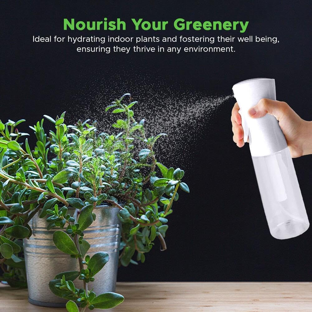 VIGOR PATH Continuous Spray Bottle with Ultra Fine Mist - Versatile Water Sprayer for Hair, Home Cleaning, Salons, Plants, Aromatherapy, and More - Empty Hair Spray Bottle (Clear - 10oz - 2pack)