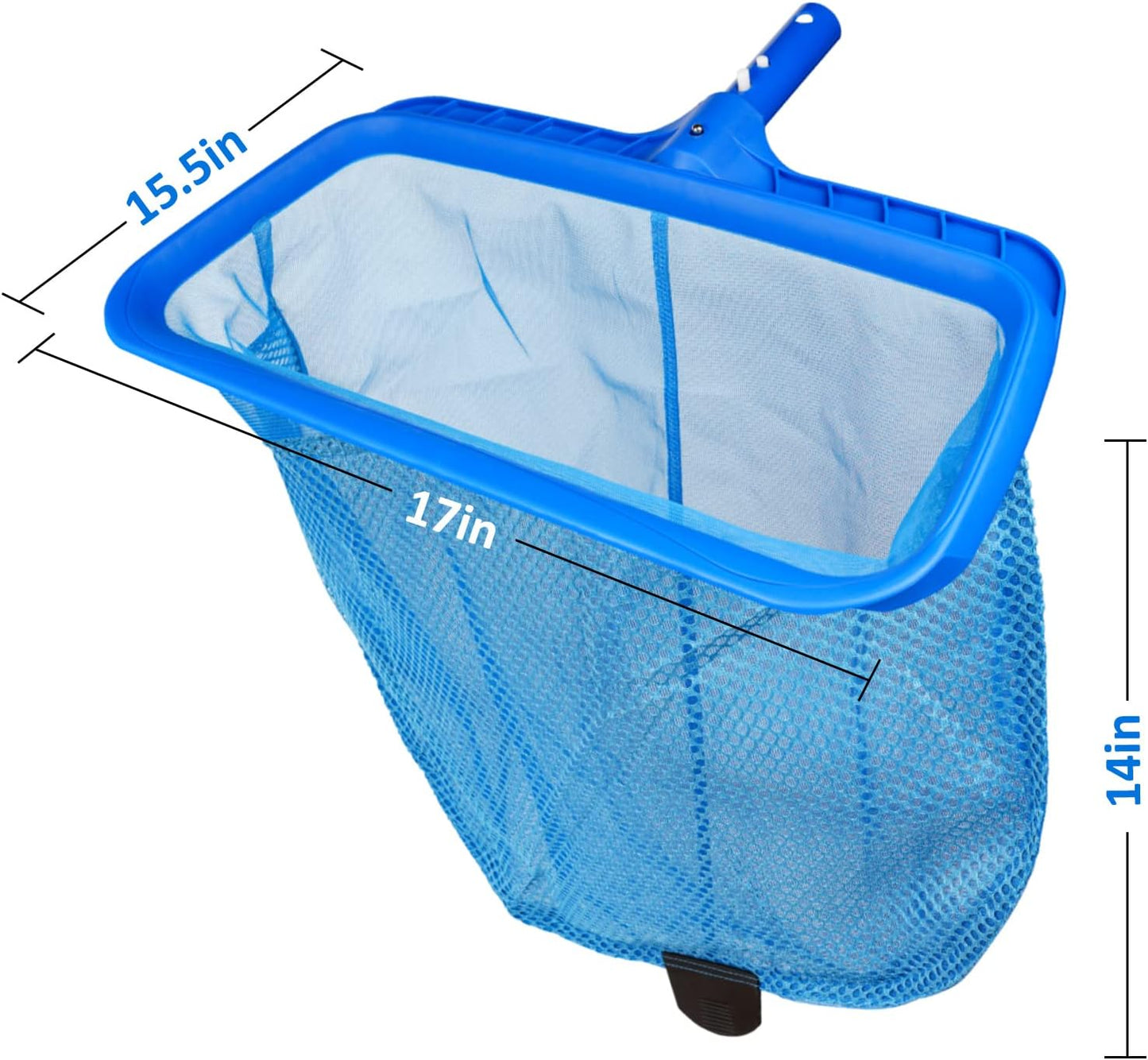 Poolvio Swimming Pool Skimmer Net, Fine Mesh Pool Leaf Rake Net with Double-Layer Deep Bag, Reinforced Frame - Swimming Pool Nets for Cleaning Finest Debris