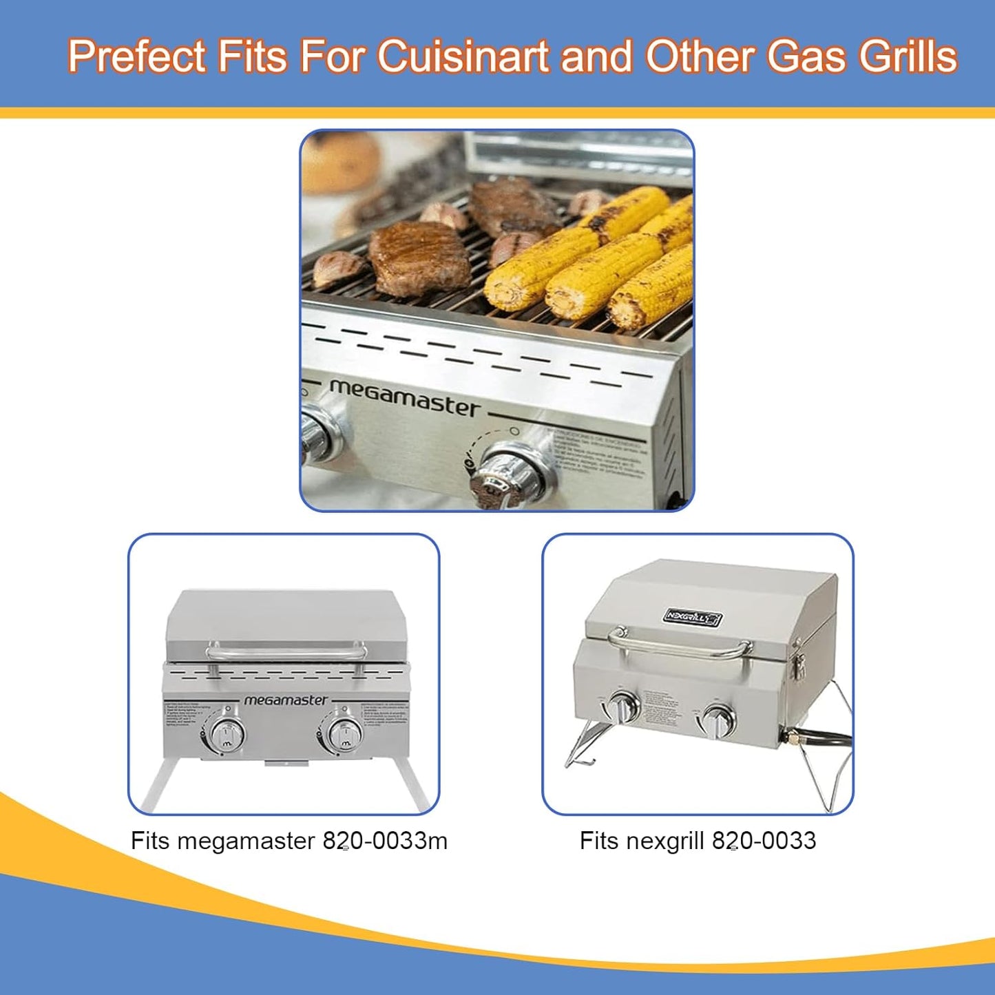 CGG-306 Heat Plates and Grill Grates Replacement for Home Depot Nexgrill 820-0033, Cuinart CGG-306, 820-0033M 820-0007B 820-0015 820-0007 820-0007G Stainless Steel Grill Flame Tamer