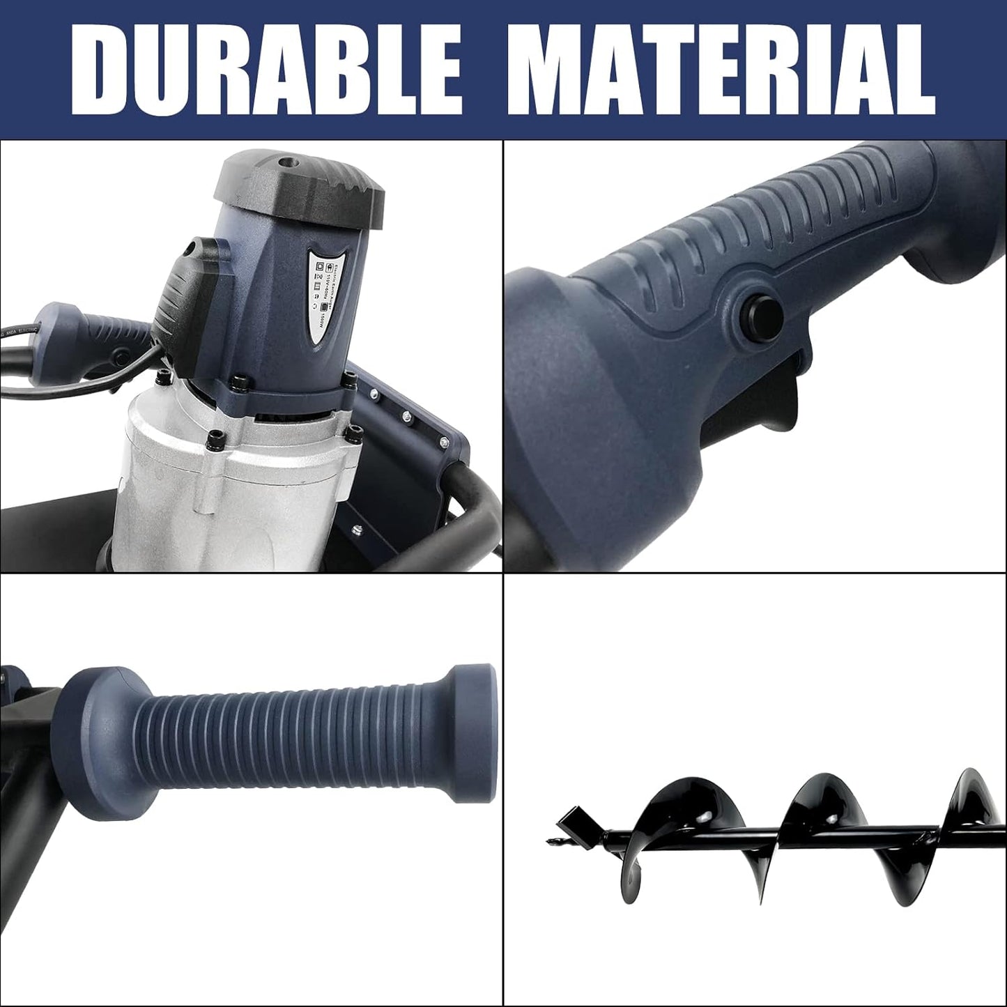 JACKCHEN 1500W Electric Post Hole Digger, Earth Auger with 6 inch Auger Drill Bit, Earth Auger Post Hole Digger Electric, Ideal for Post Hole Digging, Drilling, Tree Planting, Blue