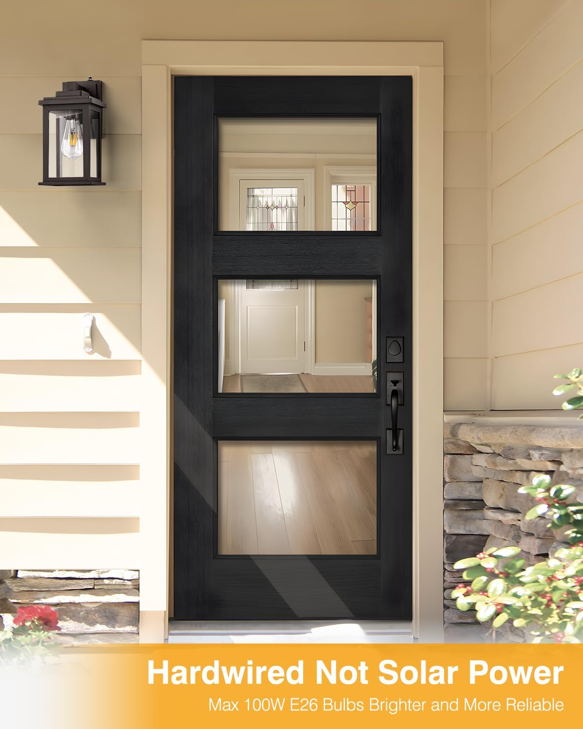 VIANIS Bronze Dusk to Dawn Outdoor Lighting, 2 Pack Outdoor Lights for House, Waterproof Porch Lights, Exterior Lighting Fixtures with Tempered Glass, for House,Garden, Garage,Hardwired, Non-Solar