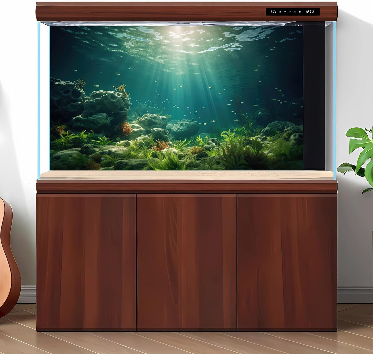 Under The Sea Aquarium Background Deep Sea Aquatic Plants Fish Tank Background Underwater Rock Sunray Terrarium Backgrounds Tropical Fish Deep Ocean Floor Fish Tank Backgrounds 36x20in