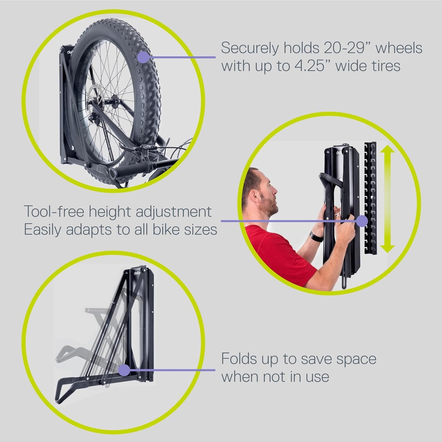 Pivot Bike Storage Rack by Delta Cycle - Bike Rack Garage Wall Mount Swivels to Save Space - No Lifting Required Vertical Bike Rack - Indoor Bike Storage Wall Hanger Holds Up to 100 lbs