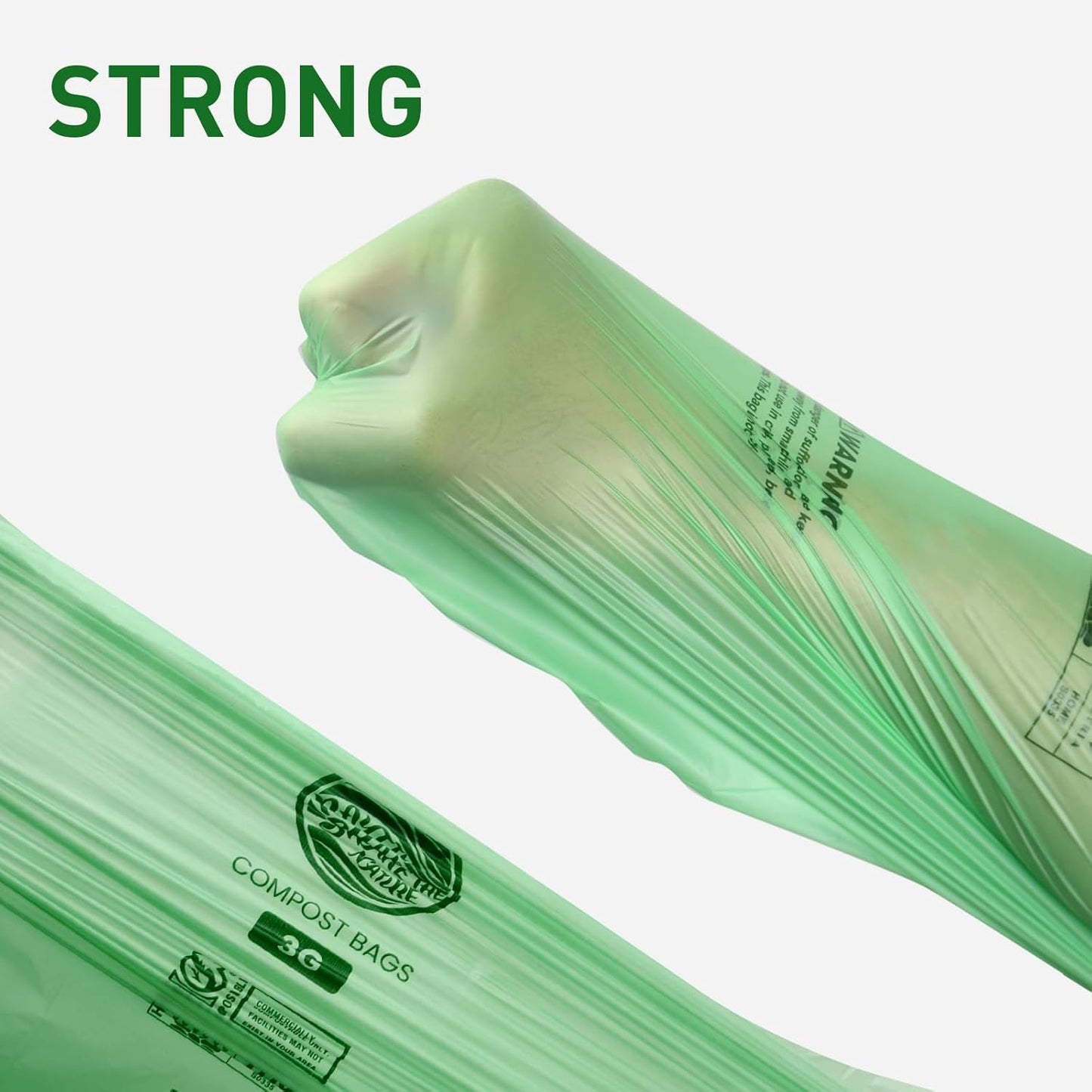 Trash bags 13+ gallon tall kitchen,Compostable Trash Lawn & Leaf Yard Waste Bags,Kitchen Compost Trash Bin Compatible,Extra Thick1.1 Mills,Certified by BPI and OK Compost(50count)