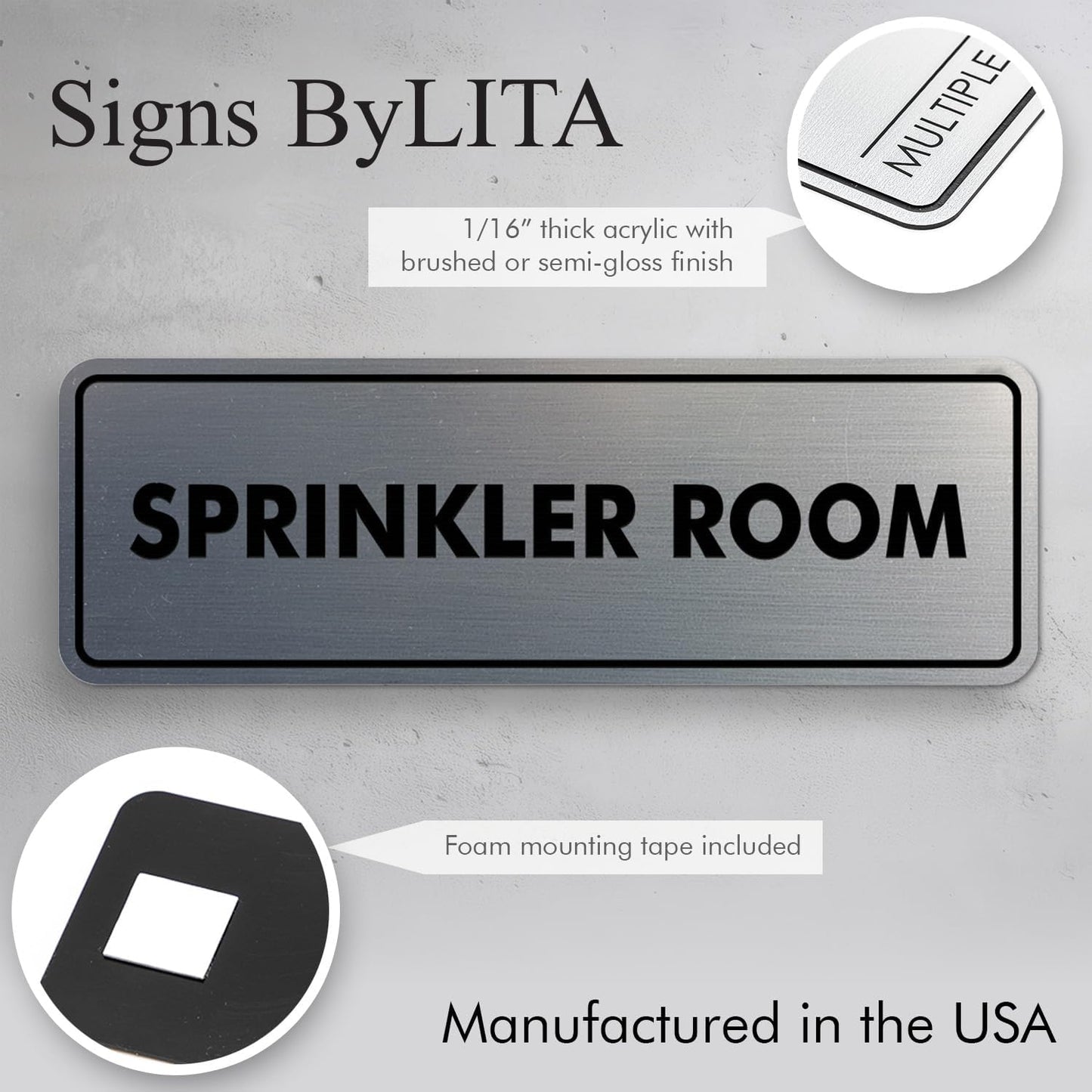Signs ByLITA Standard Sprinkler Room Sign (Walnut) - Large
