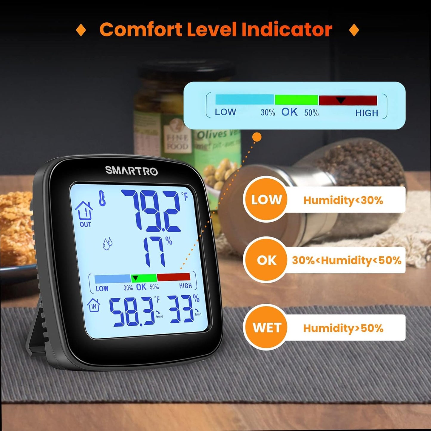SMARTRO SC92 Professional Indoor Outdoor Thermometer Wireless Digital Hygrometer Room Humidity Gauge Temperature and Humidity Meter Pro Accuracy Calibration