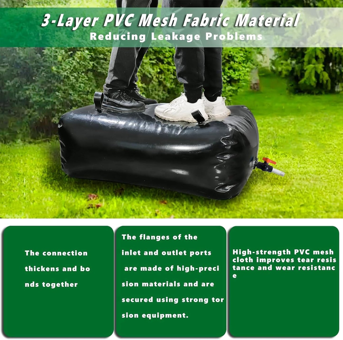 400 L/100 gal Water Bladder Storage Containers, Foldable Portable Water Tank Large Capacity Soft Water Bag, Drought Resistance, Fire Prevention, Emergency Water