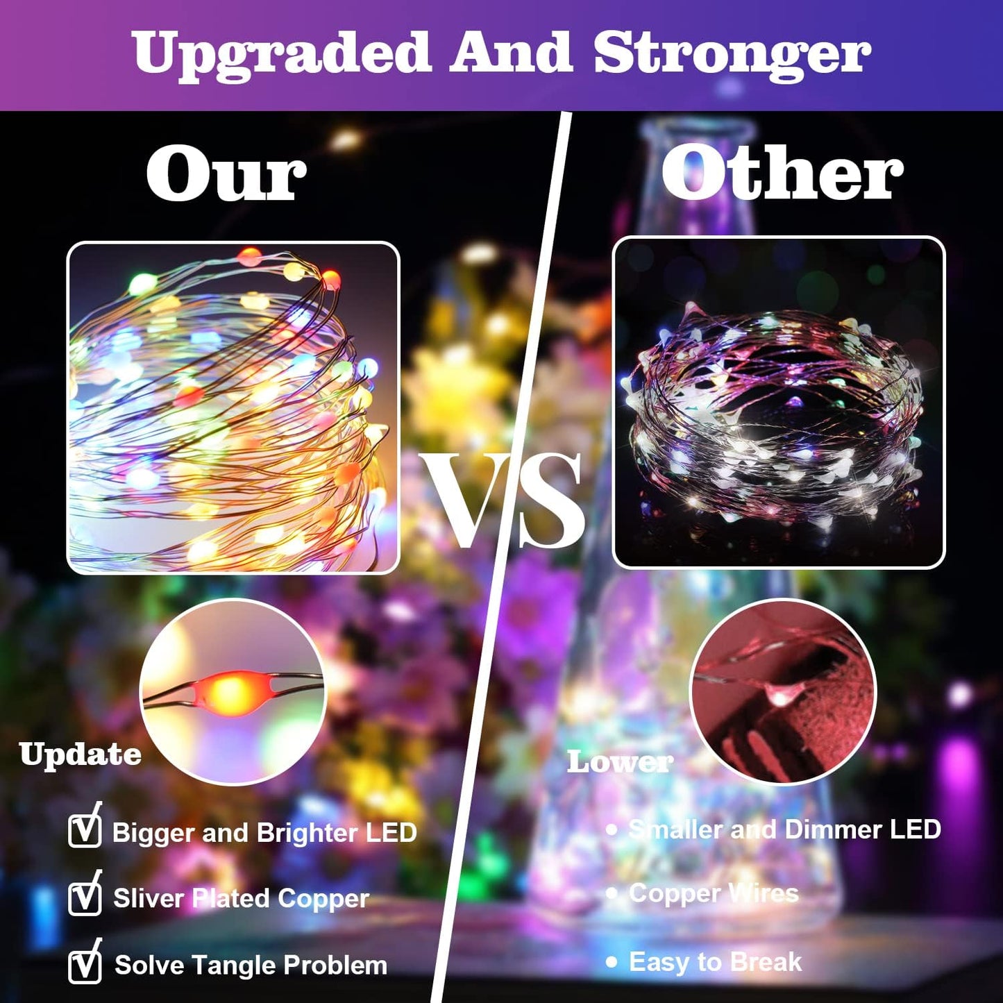 Homemory 4 Pack 20 Ft 60 LED Multicolor Fairy Lights Battery Operated Christmas Lights with Remote, Waterproof 8 Modes Firefly Twinkle String Lights for Party Bedroom Wedding Decorations