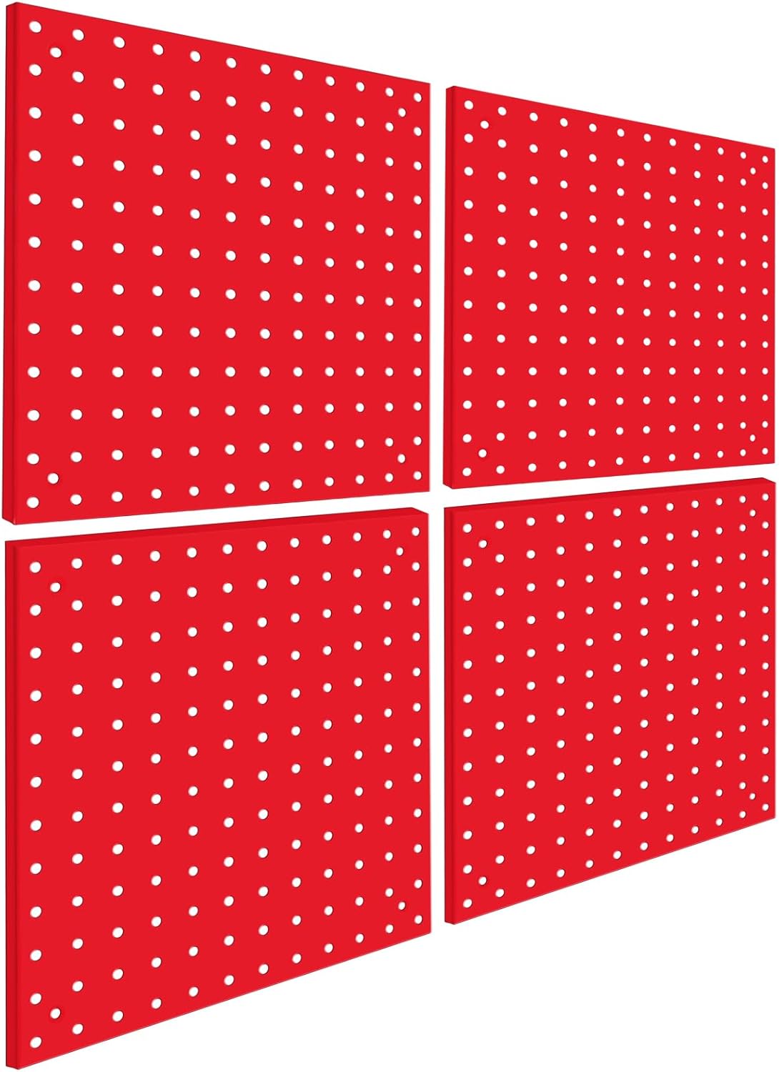 4 Pack Steel Peg Board,Universal 1/8 and 1/4 Pegboard Accessories,Ideal for Garage Tool Storage, Office Organization, Craft Room, Kitchen etc. (Red, 4-12X12)