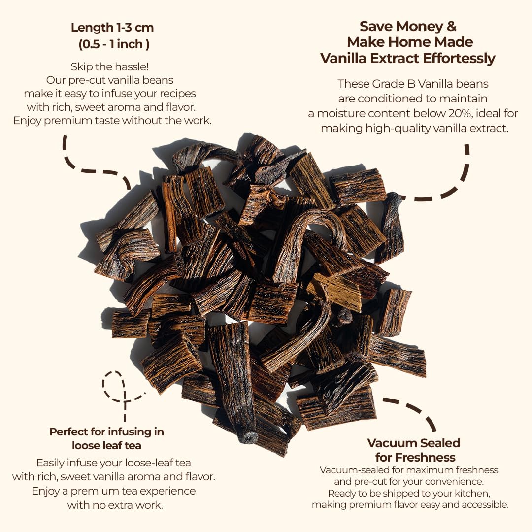 1 lb Vanilla Bean Splits, Cut From Whole Extract Grade B VanillaBeans For Making Vanilla Extract | Non-GMO. Perfect For Homemade Extract, Baking, VanillaPowder, & Icecream. by NYVanilla