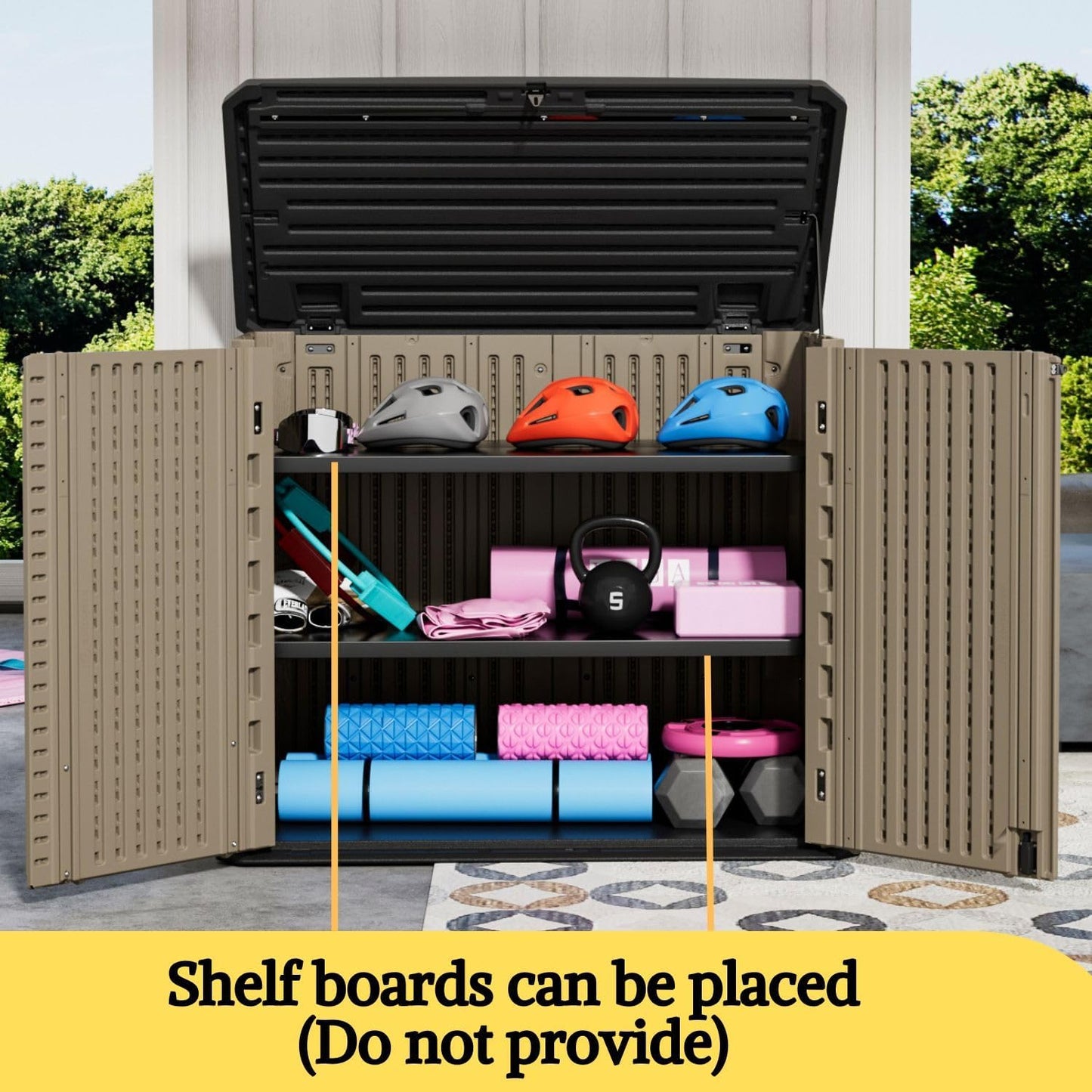 ZZM 4x2.5 FT Outdoor Storage Shed, Resin Waterproof Storage Cabinet for Garden Tools with Lockable Lid,Latch (Coffee)