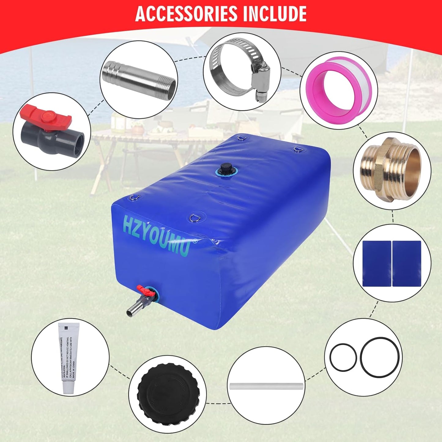 Water Tank 500L/130G Water Bladder Storage Container Foldable Portable Large Capacity Soft Bag Suitable for Outdoor Easy to Carry Out