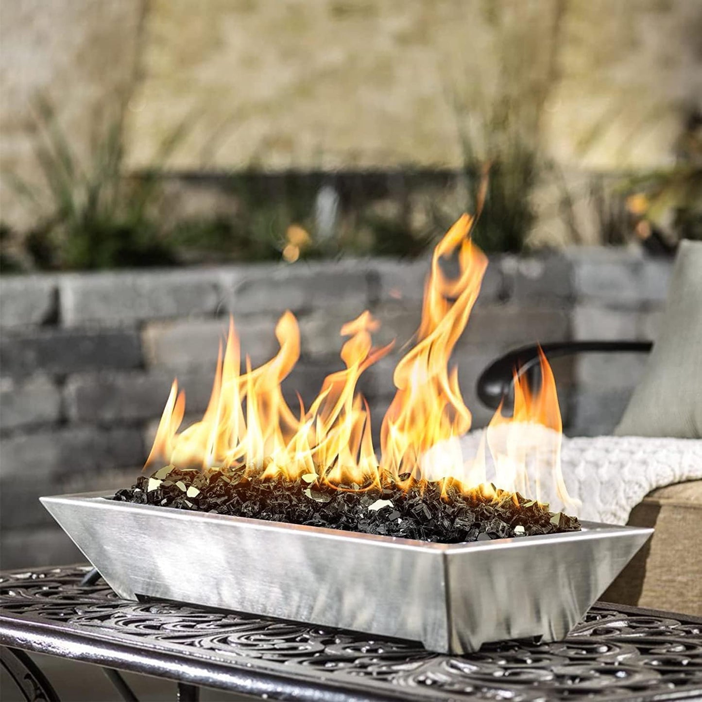 Mr. Fireglass 10 Pounds Fire Glass - 1/2 Inch High Luster Reflective Tempered Glass Rocks for Fireplace Fire Pit Table and Landscaping, Onyx Black