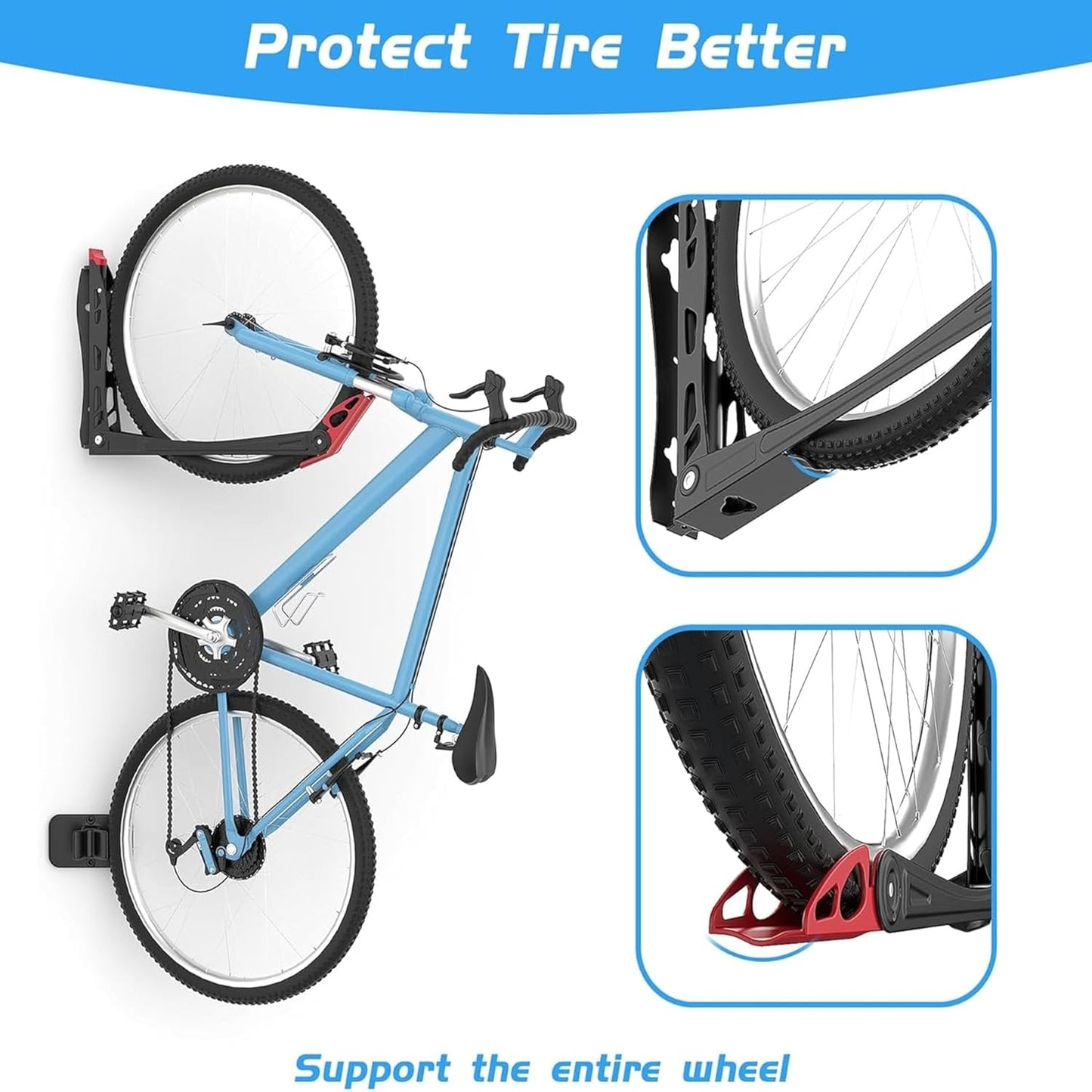 WALMANN BIKEPAL No Lifting Wall Mounted Swivel Bike Rack, Bike Wall Hangers for Garage Space Saving Vertical Bike Storage(1 Pack)