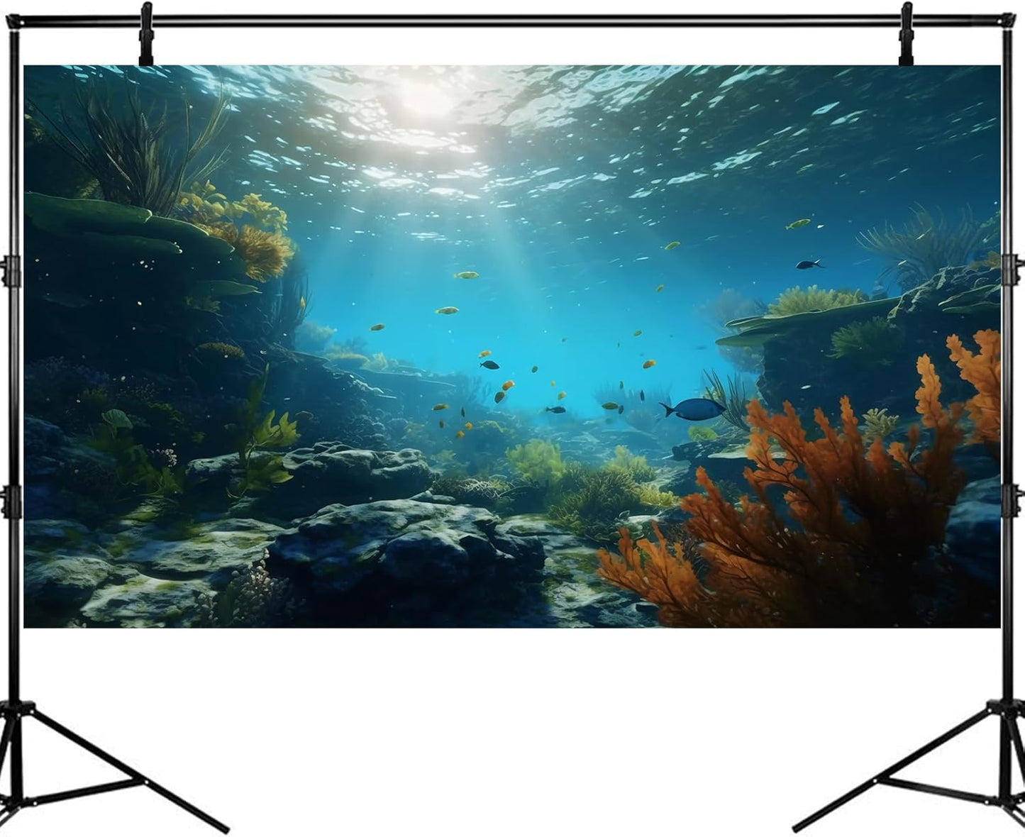 Ocean Floor Fish Tank Background Underwater Rock Aquarium Background Under The Sea Terrarium Backgrounds Aquatic Plants Sunlight Fish Tank Backgrounds Tropical Fish Aquarium Wallpaper 60x24in