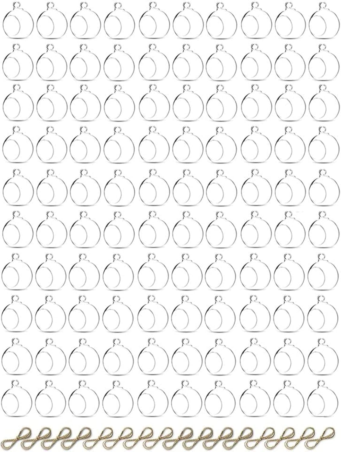 Sziqiqi Hanging Glass Globes Orbs Tea Light Candle Holders fillable with Trinkets for Wedding Ornaments, Wedding Birthday Christmas Party Centerpiece Accessory 2.36inch 100pcs +8 Extra