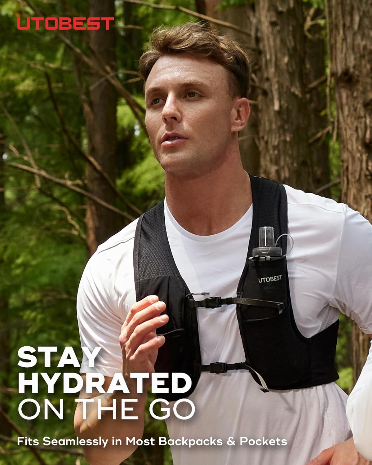 UTOBEST 500ml Soft Flask, 2 Pack Flexible TPU Hydration Water Bottle, Collapsible with 42mm Caliber for Running, Hiking, Cycling, Climbing, and Marathon Blue