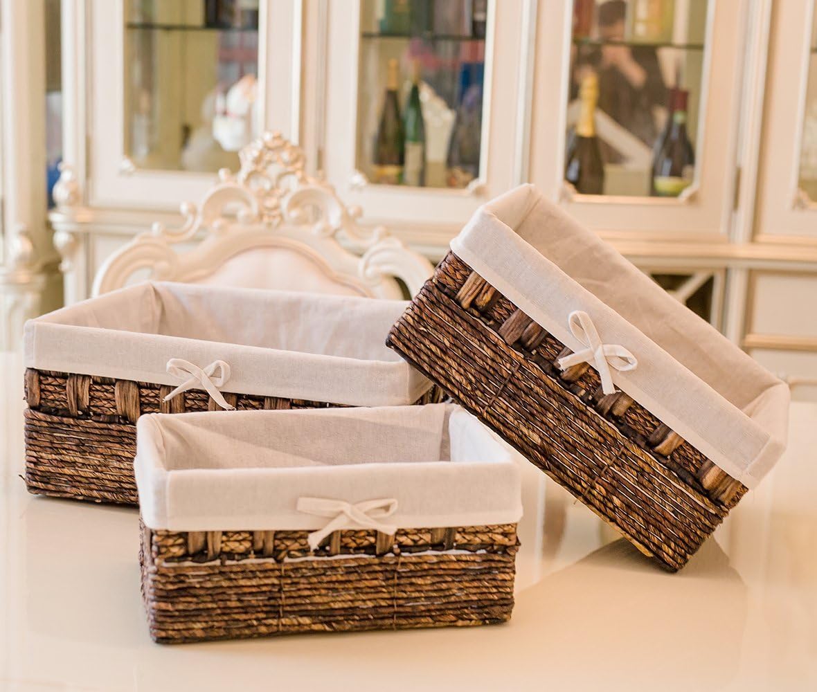 Handmade Woven Maize and Hyacinth Storage Basket,Kingwillow, (Set of 3)