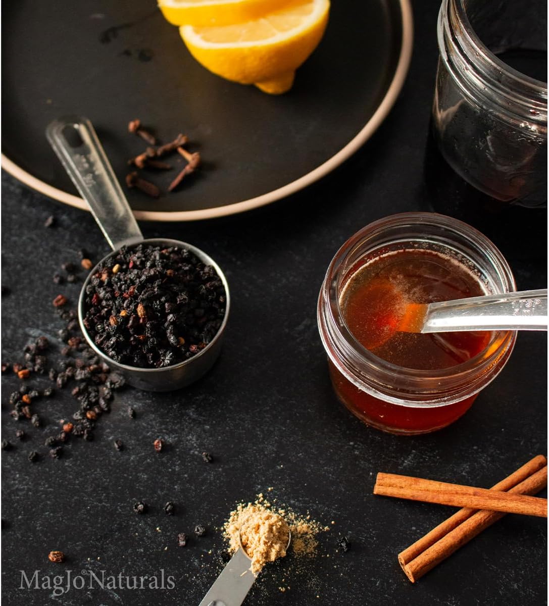 MagJo 100% Wild Harvest Dried Elderberries - 1lb Bulk - Non-Irradiated, Whole Black Elderberry Immune Support - Raw Vegan Sambucus 1 Pound