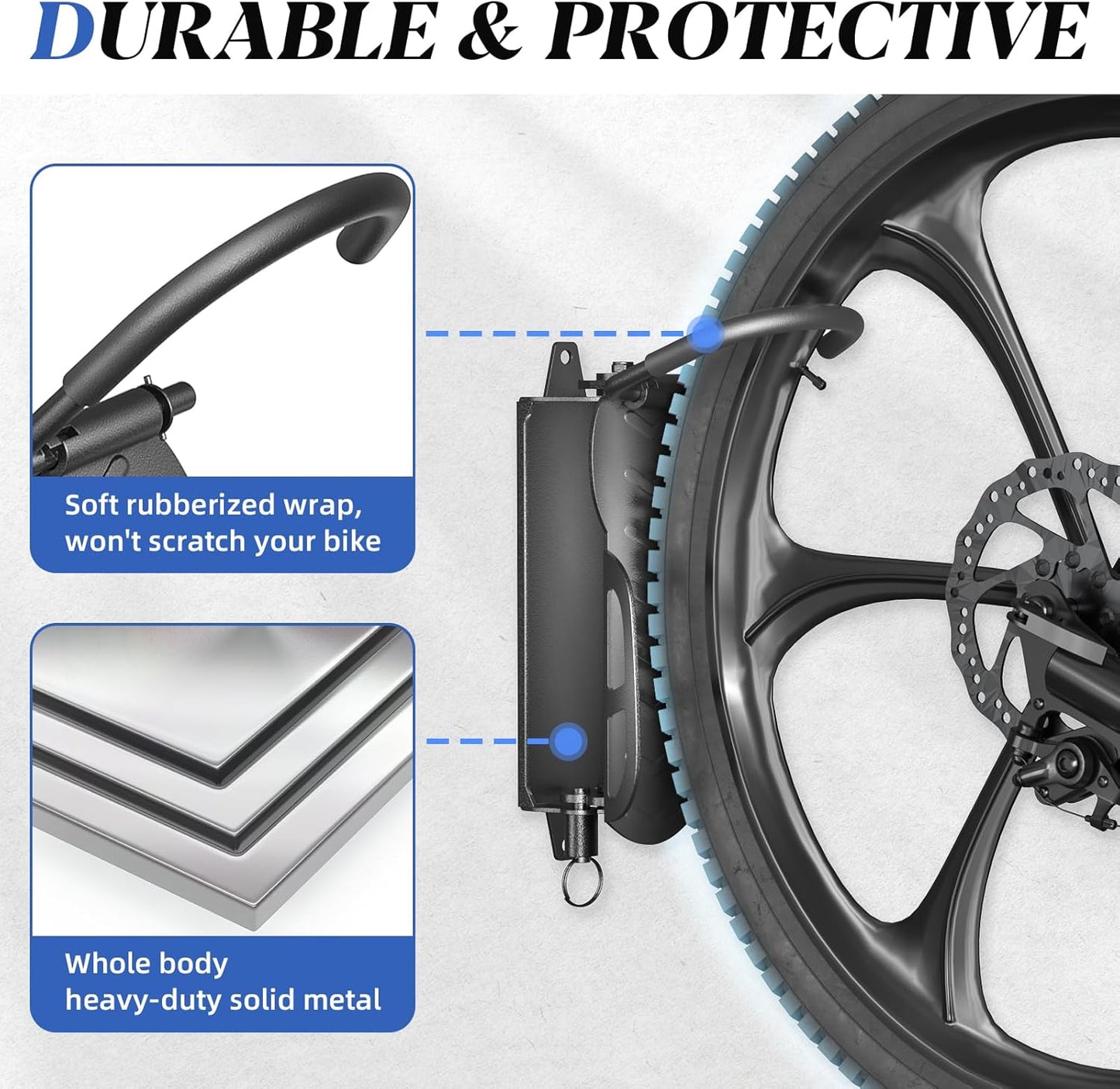 Goovilla Swivel Bike Wall Mount 2 Pack, Space Saving Bike Hangers for Garage with Screw and Easy Installation, Metal Vertical Bike Rack Wall Mount Holds up to 66.2lbs with No-scratch Protection, Black