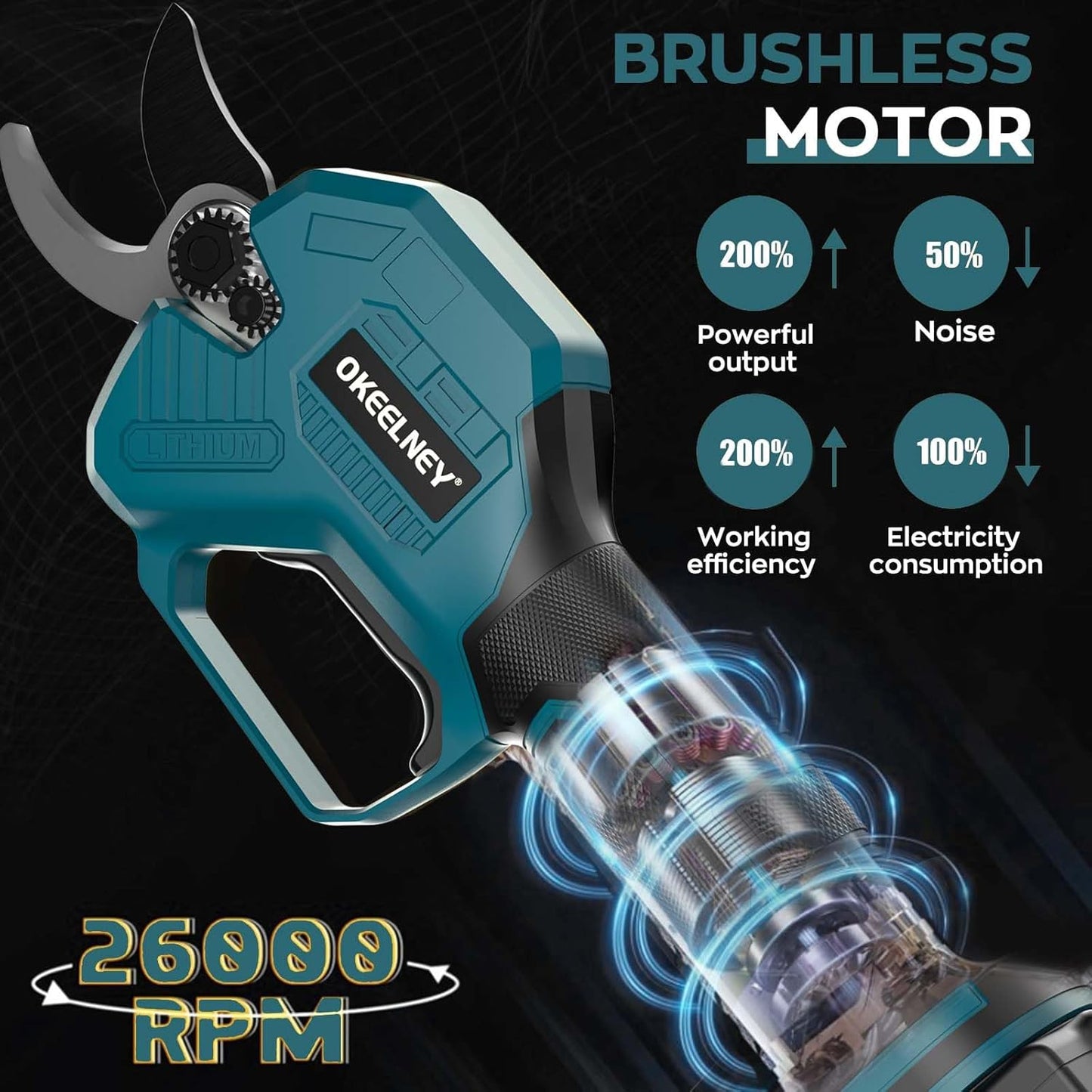 Electric Pruning Shears for Makita 18V Battery, Brushless Cordless Branch Cutter Pruner with 1.5 inch Cut Capacity for Tree trimming, Shrubs, Gardening (Tool Only)