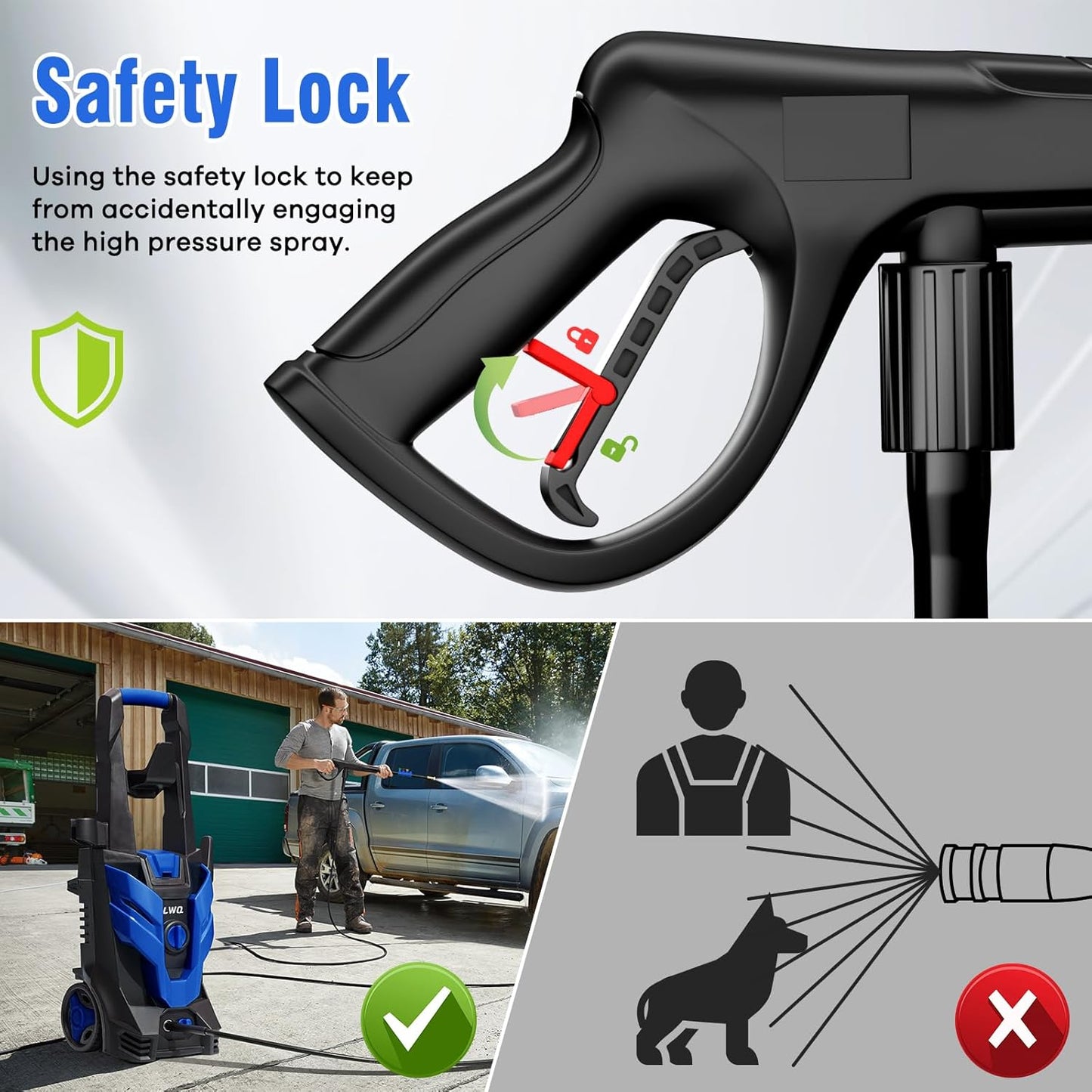 Pressure Washer, Power Washer with 4 Quick Connect Nozzles, High Pressure Cleaning Machine with Foam Cannon for Cars/Fences/Driveways/Patios/Home Cleaning, Blue