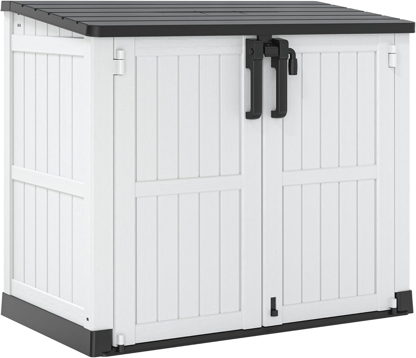 Horizontal Resin Storage Shed 36 Cu Ft with Lockable Doors, Portable Outdoor Storage Cabinet -Easy to Assemble,Sheds & Outdoor Storage, Waterproof Outdoor Storage Box for Backyards