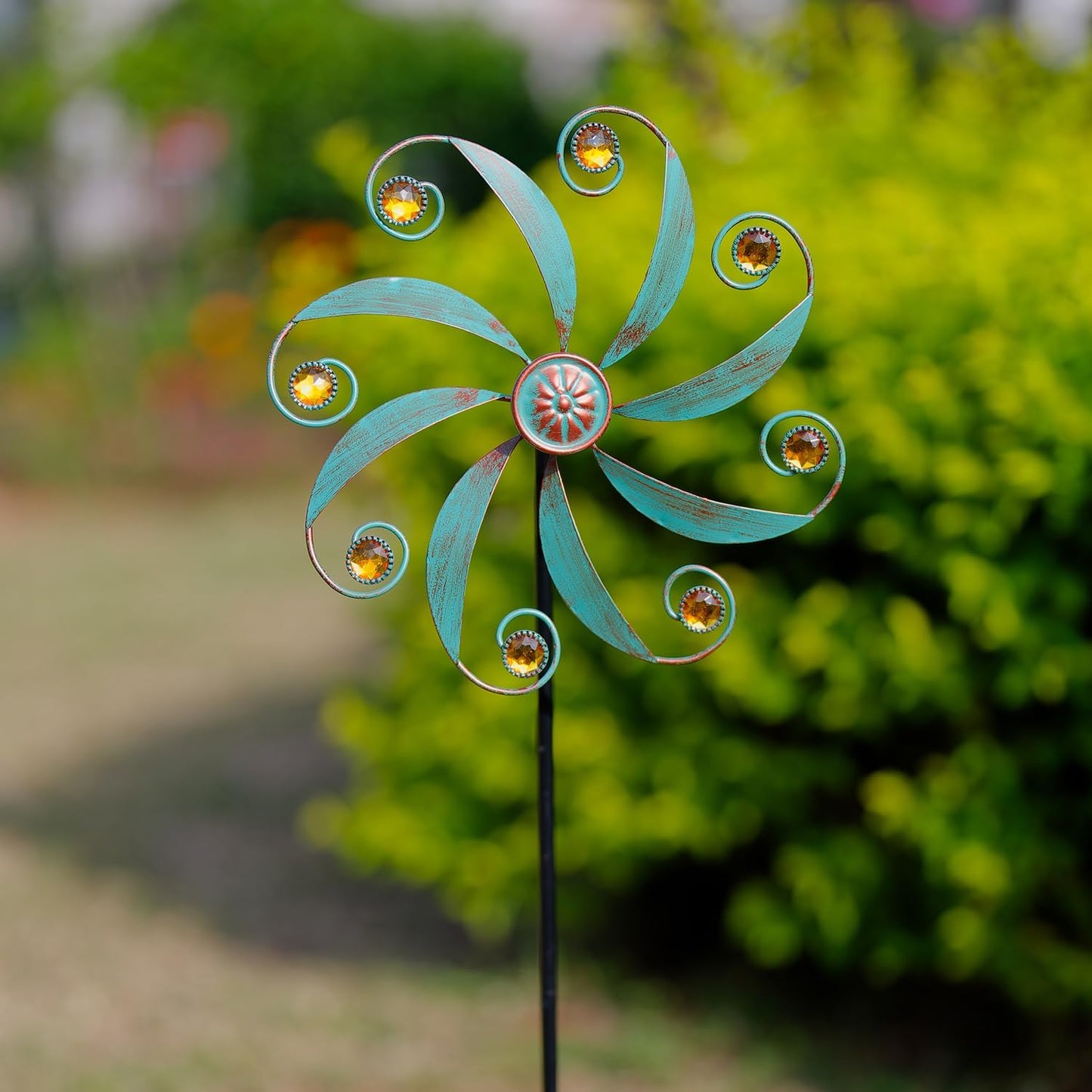 Stargarden Wind Spinner, Metal Outdoor Wind Sculptures & Spinners, Small Garden Pinwheels for Yard and Garden Decor
