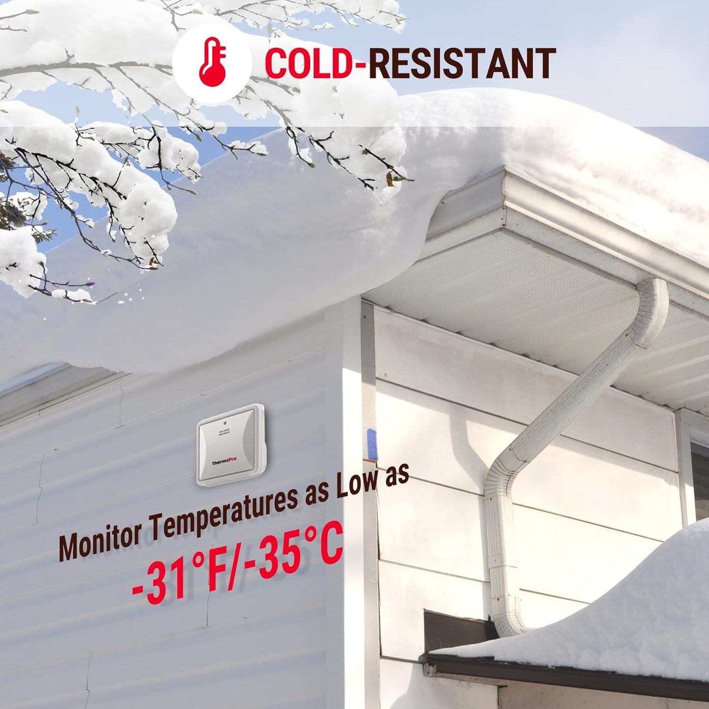 ThermoPro Indoor Outdoor Thermometer Wireless Hygrometer, 500FT Inside Outside Thermometer, Remote Temperature Monitor with Cold-Resistant Sensor, Outdoor Thermometers for Patio Home Greenhouse