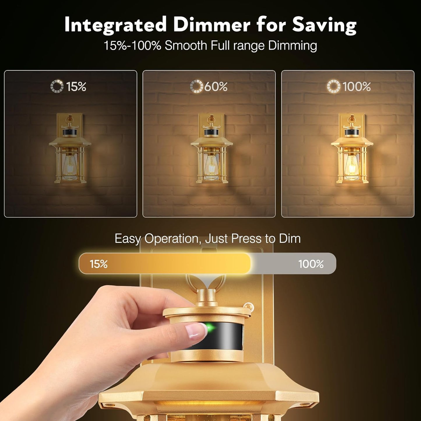 VIANIS Motion Sensor Exterior Lights for House, 2 Pack Dusk to Dawn Outdoor Lighting, Gold Outdoor Sconce Lantern, Waterproof, Weather Resistant Porch Lights Outside for House, Garage, Front Door