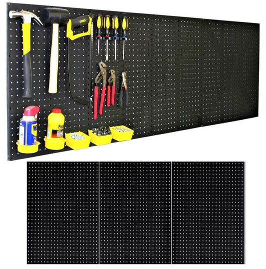 WallPeg Pegboard Kit - 3 ea. 24"x16" Black Peg Boards Panels - Made in USA