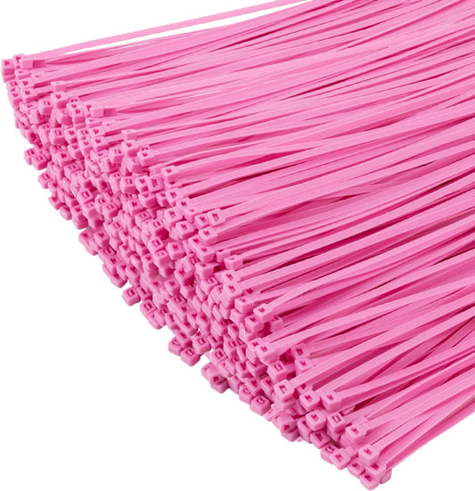 XINGO 1000 PCS Pink Zip Ties 12 Inch, 60 LBS Tensile Strength, Self-Locking Nylon Plastic Nylon PA66 Wire Ties for Indoor and Outdoor Use