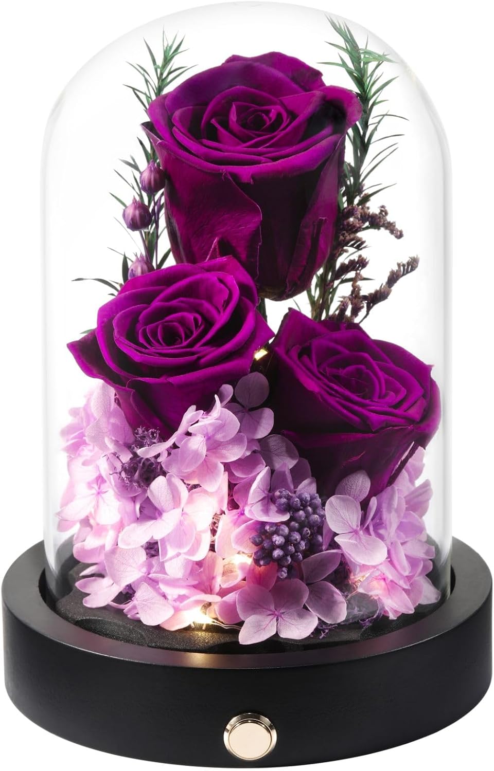 Flowers Roses Gifts for Mom, Purple Preserved Roses in Glass Dome, Mothers Day Valentines Day Anniversary Birthday Flowers Gifts for Wife Girlfriend Women Mom Her Mother