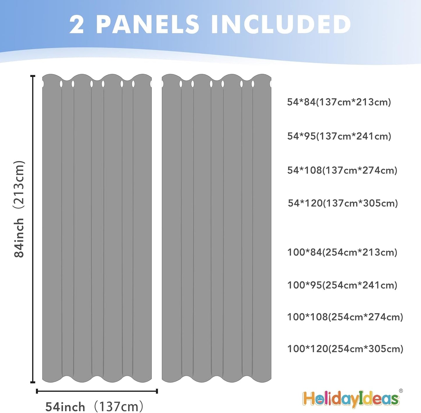 HolidayIdeas Outdoor Sheer Curtains for Patio Waterproof, 2 Panels - 54 x 95 Inch - Grey Light Filtering Voile Outside Curtains Grommet Drapes for Front Porch, Gazebo, Pergola, Backyard