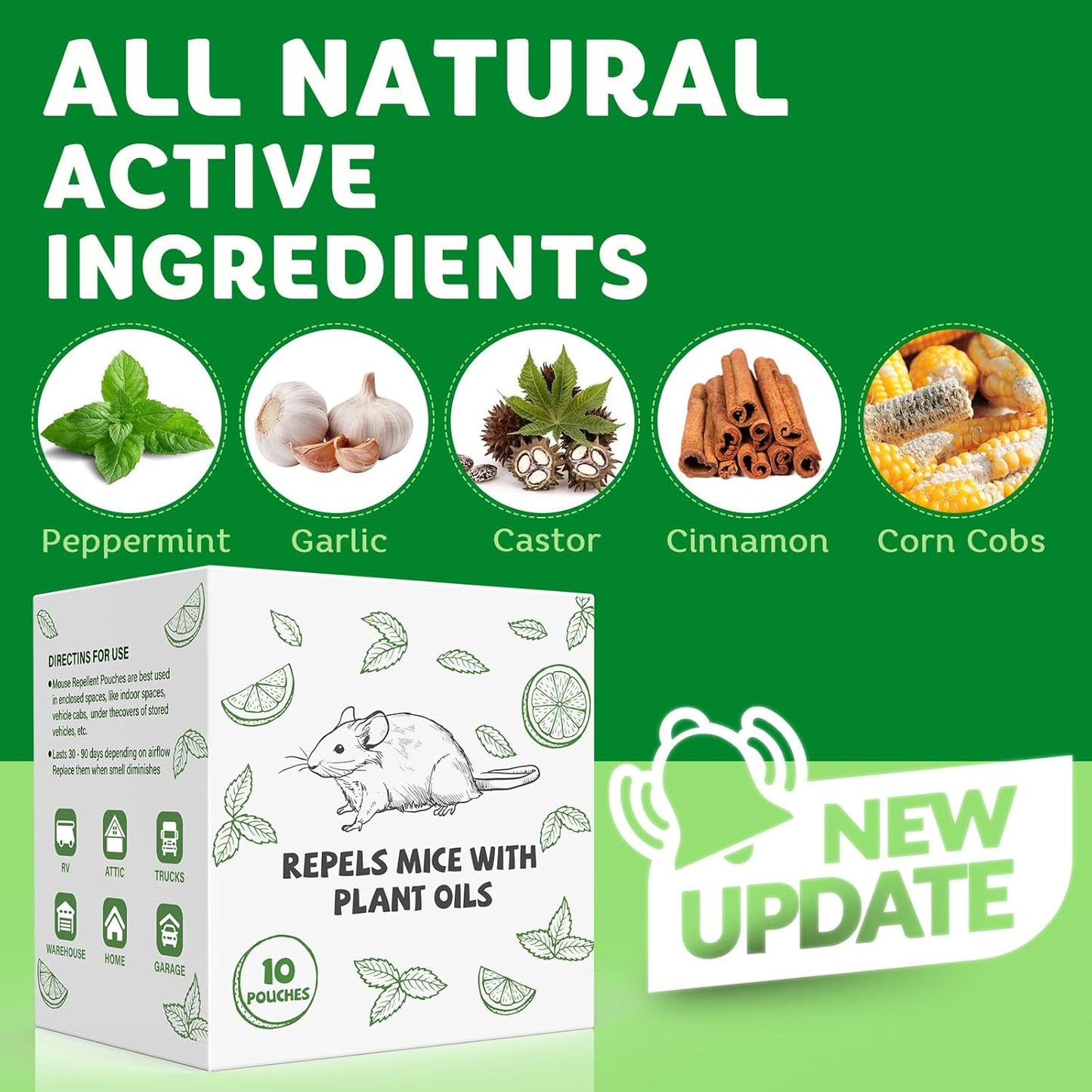 Pest Repellent Pouches, 10 Pack Peppermint Oil Repellent for Mouse, Roach, Rodent, Spider, Ant, Mice, Rats, Pest Control Indoor & Outdoor, Natural Mouse Deterrent Replace Traps Family & Pet Safe