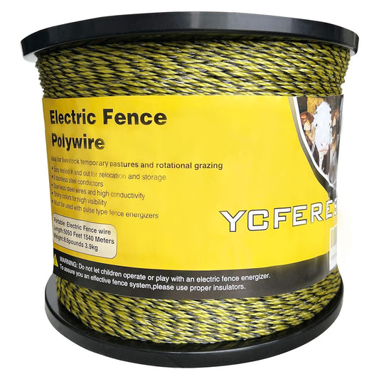 Upgraded Electric Fence Polywire 5050 Feet 1540 Meters, 6 Stainless Steel Strands for Reliable Conductivity and Rust Resistance, Portable Electric Fencing,UV, Rust Resistant